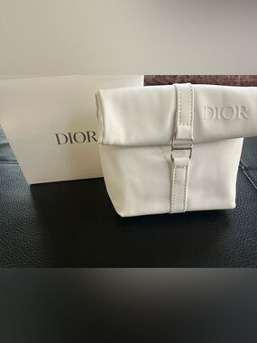 Dior Cream Fold-Top Pouch with Buckle